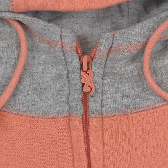 Browning Women’s Large Coral & Grey Colorblock Full Zip Jacket Coat Hooded - Picture 9 of 10